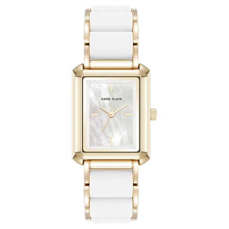 Anne Klein Women's Classic AK/5278GPWT Bracelet White Dial Quartz Movement Jewelry Clasp 26mm Rectangle Watch