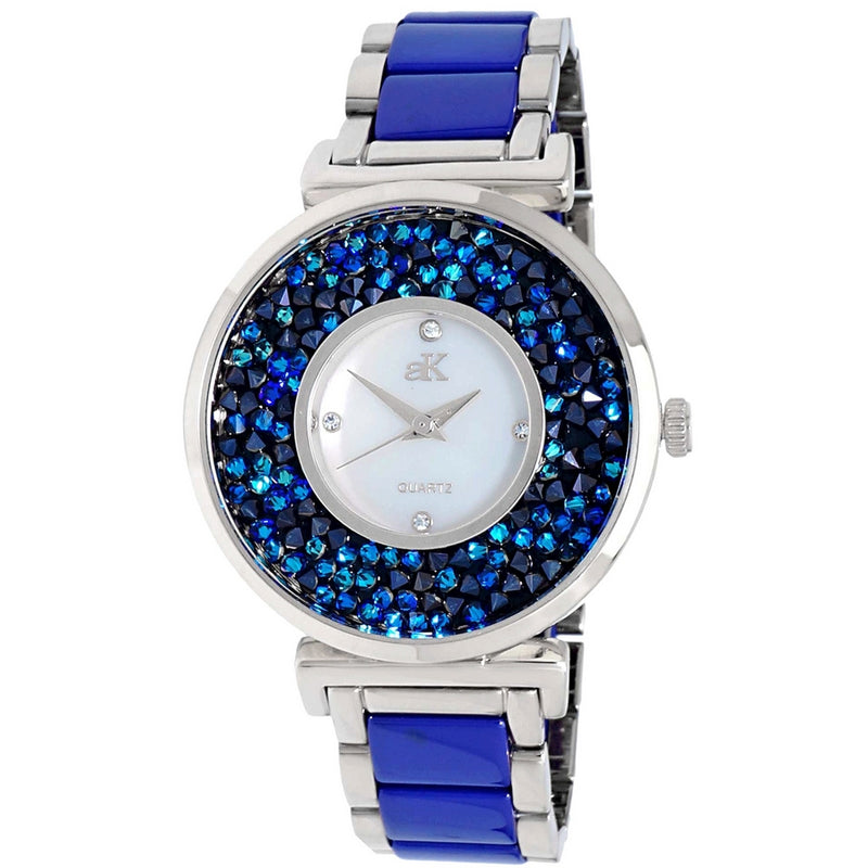 Adee Kaye Women's Pisa AK8661 Bracelet Mother of Pearl Dial Quartz Movement Deployment Clasp 35mm Round Watch