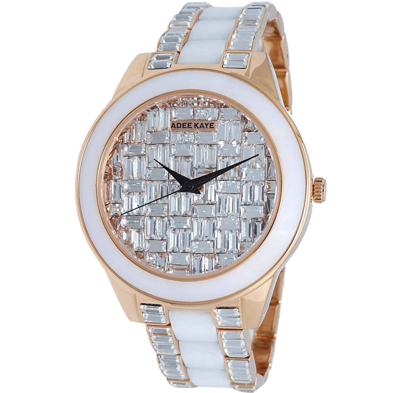 Adee Kaye Women's Venice AK8788 Bracelet Silver Dial Quartz Movement Deployment Clasp 41mm Round Watch