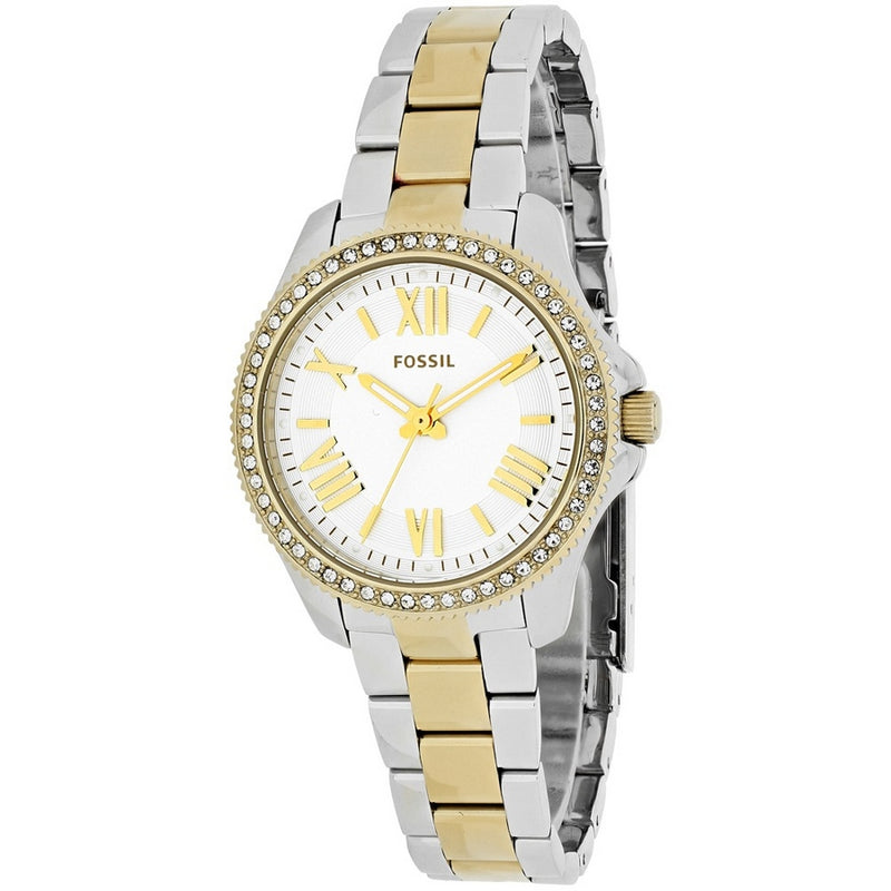 Fossil Women's Cecile AM4579 Bracelet White Dial Quartz Movement Fold over Clasp 29mm Round Watch