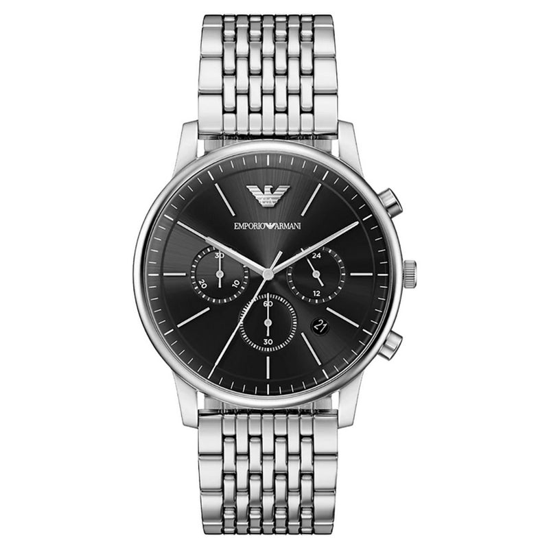 Emporio Armani Men's Minimalist AR11772 Bracelet Black Dial Quartz Movement Fold over Clasp 42mm Round Watch