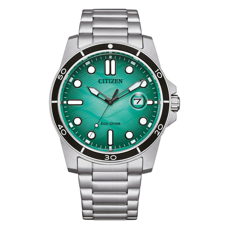Citizen Men's Marine AW1816-89L Bracelet Green Dial Quartz Movement Fold over Clasp 42mm Round Watch