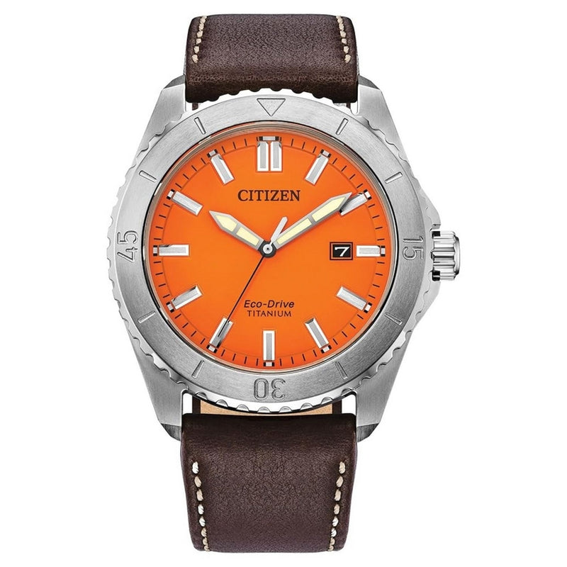Citizen Men's Weekender AW1840-09X Strap Orange Dial Quartz Movement Buckle Clasp 41mm Round Watch
