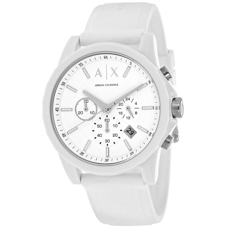 Armani Exchange Men's Active AX1325 Strap White Dial Quartz Movement Buckle Clasp 44mm Round Watch