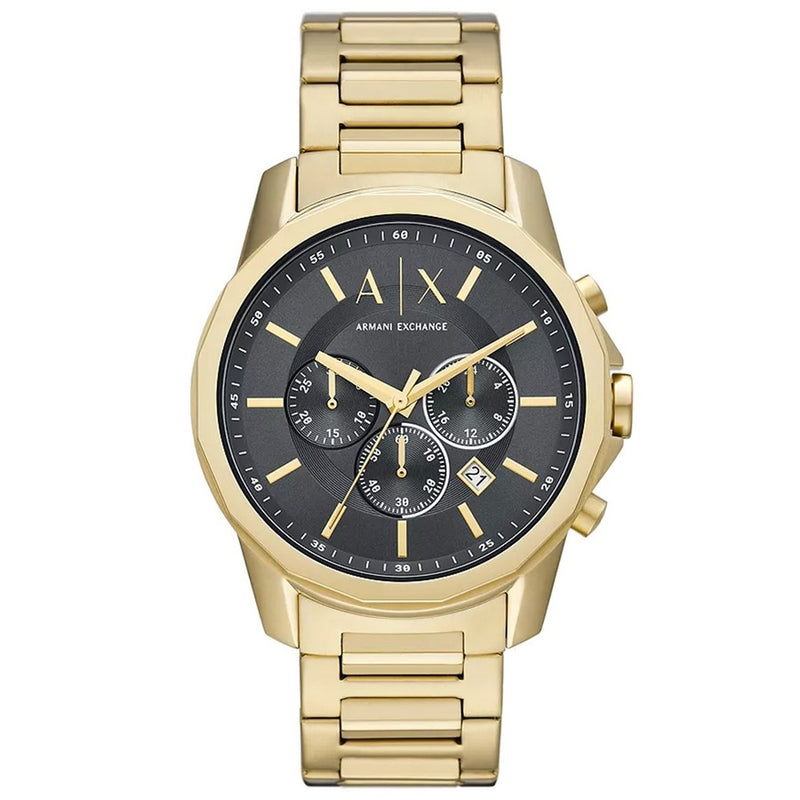 Armani Exchange Men's Classic AX1721 Bracelet Black Dial Quartz Movement Fold over Clasp 44mm Round Watch