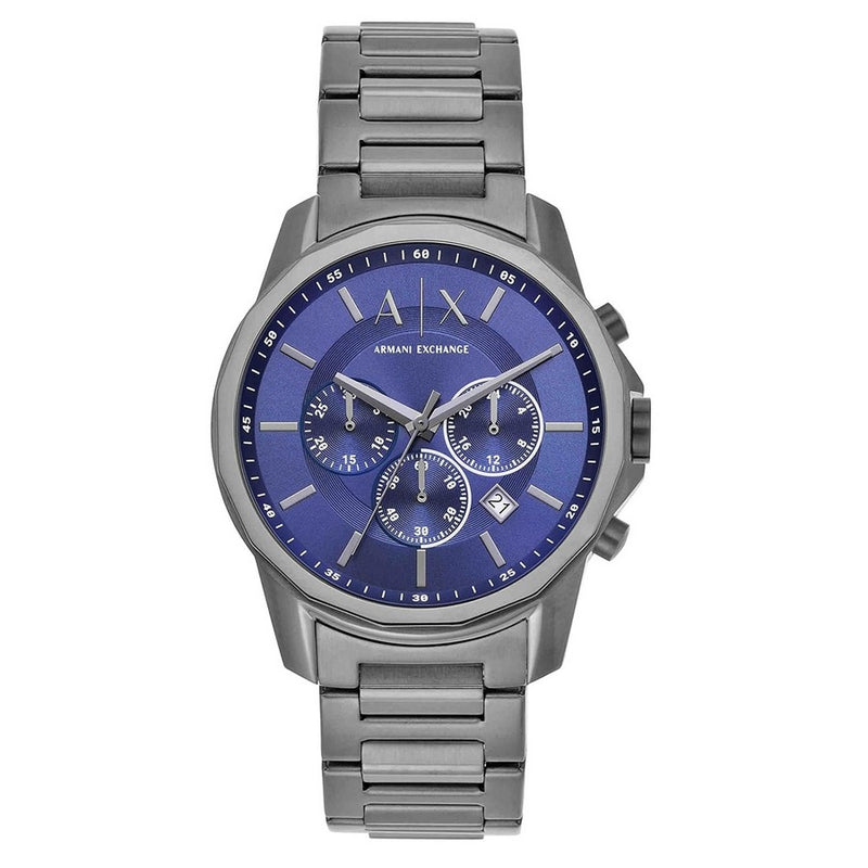 Armani Exchange Men's Banks AX1731 Bracelet Blue Dial Quartz Movement Fold over Clasp 44mm Round Watch