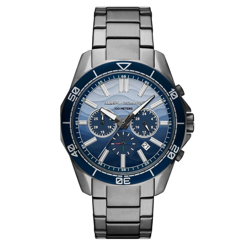 Armani Exchange Men's Spencer AX1967 Bracelet Blue Dial Quartz Movement Fold over Clasp 44mm Round Watch