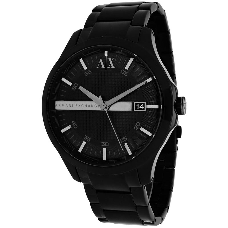 Armani Exchange Men's Classic AX2104 Bracelet Black Dial Quartz Movement Fold over Clasp 45mm Round Watch