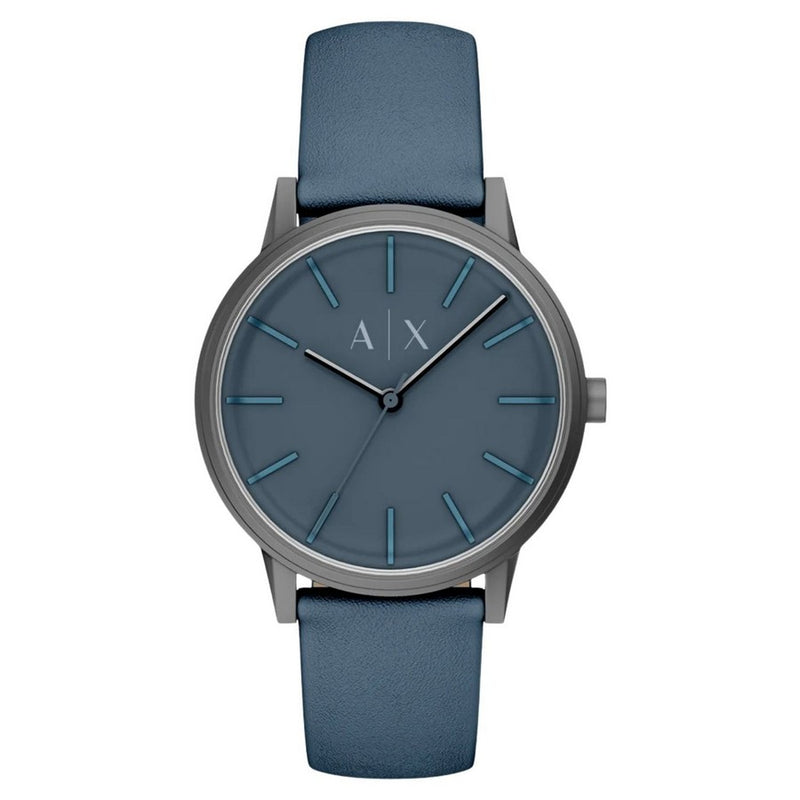 Armani Exchange Men's Cayde AX2767 Strap Blue Dial Quartz Movement Buckle Clasp 42mm Round Watch