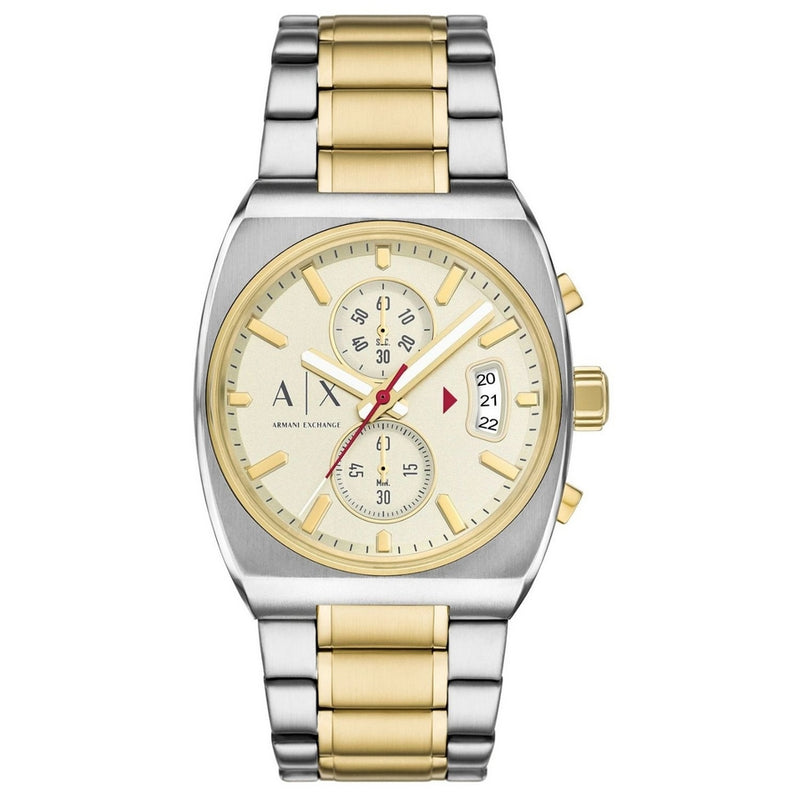 Armani Exchange Men's Oliver AX2821 Bracelet Cream Dial Quartz Movement Fold over Clasp 40mm Rectangle Watch