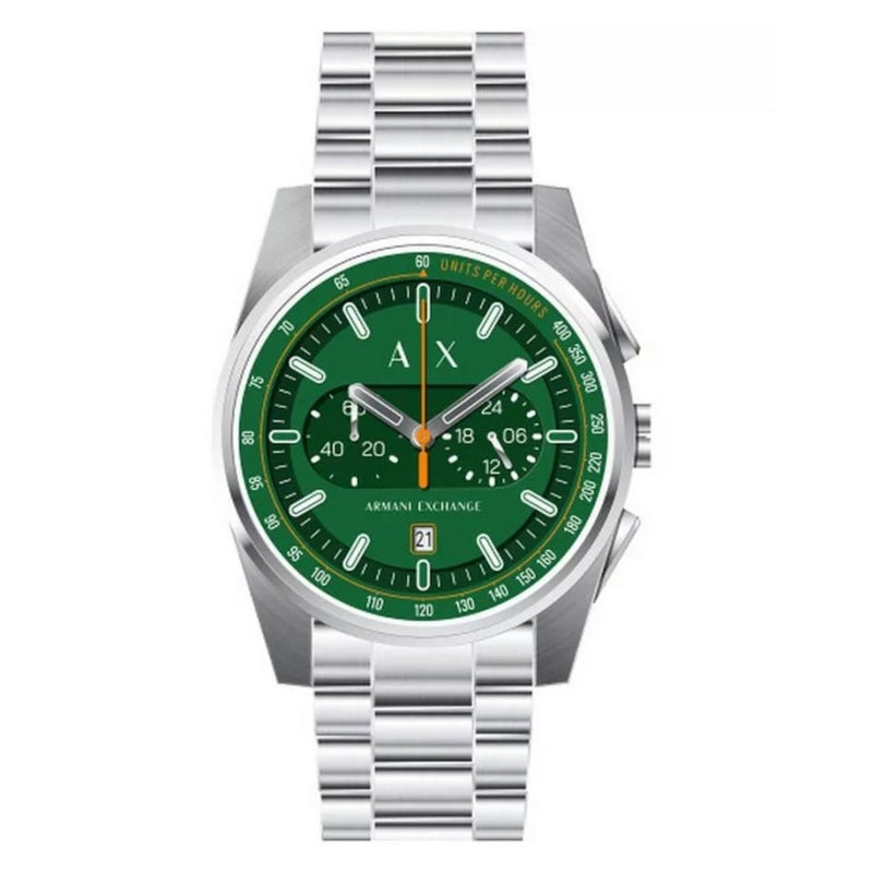 Armani Exchange Men's Parker AX2862 Bracelet Green Dial Quartz Movement Fold over Clasp 42mm Round Watch