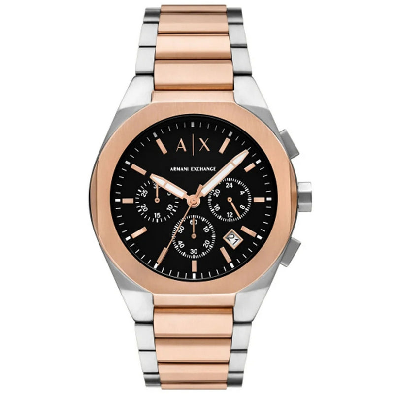 Armani Exchange Men's Rafael AX4181 Bracelet Black Dial Quartz Movement Foldover Clasp 42mm Round Watch