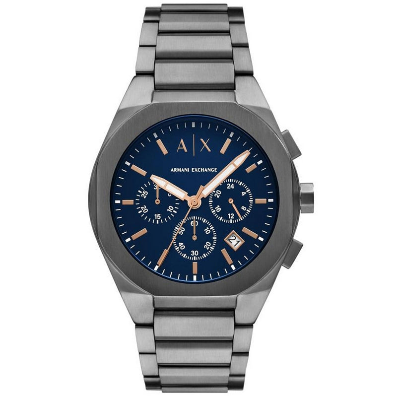 Armani Exchange Men's Rafael AX4182 Bracelet Blue Dial Quartz Movement Foldover Clasp 42mm Round Watch