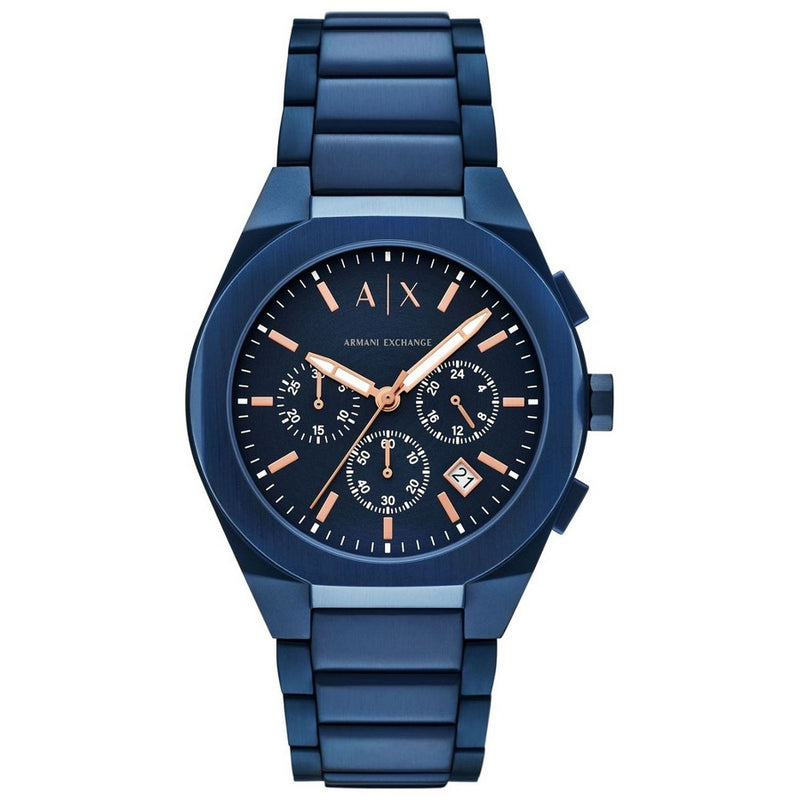 Armani Exchange Men's Sync AX4189 Bracelet Blue Dial Quartz Movement Fold over Clasp 42mm Round Watch