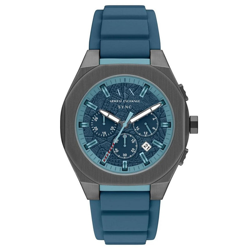 Armani Exchange Men's Sync AX4291 Strap Blue Dial Quartz Movement Buckle Clasp 44mm Round Watch