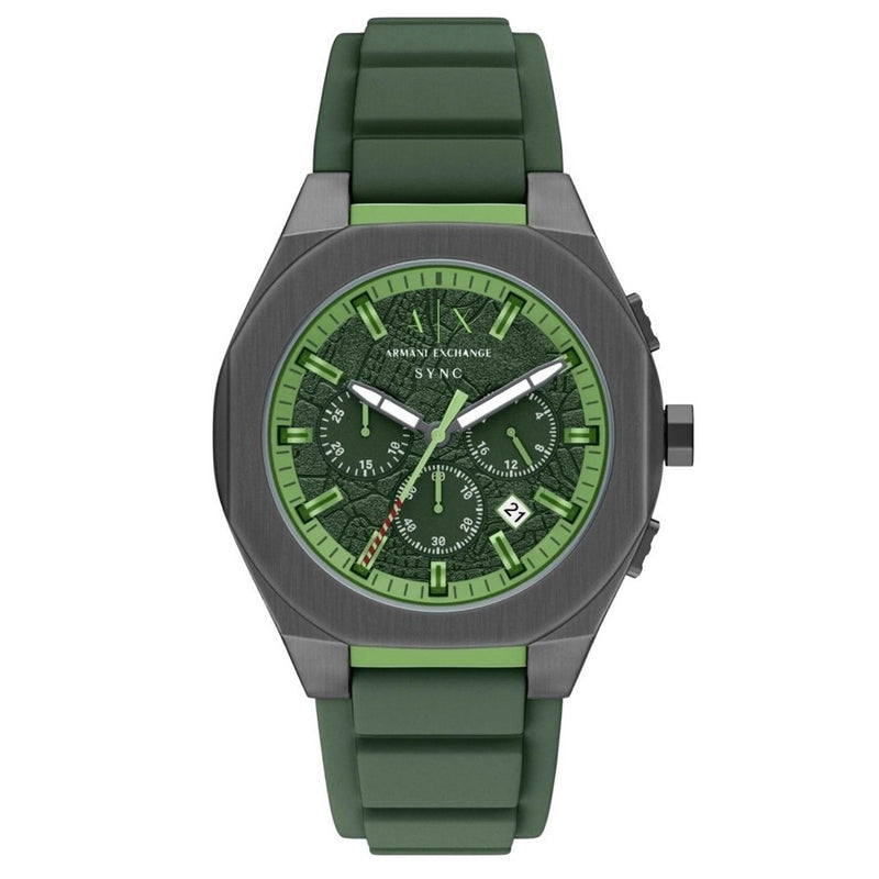 Armani Exchange Men's Sync AX4292 Strap Green Dial Quartz Movement Buckle Clasp 44mm Round Watch