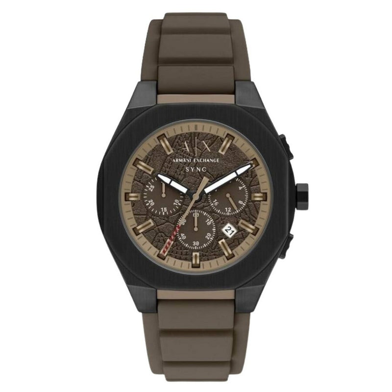 Armani Exchange Men's Sync AX4293 Strap Brown Dial Quartz Movement Buckle Clasp 44mm Round Watch