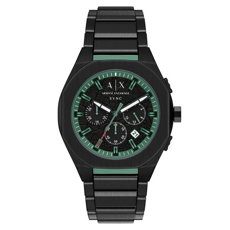 Armani Exchange Men's Sync AX4294 Bracelet Black Dial Quartz Movement Fold over Clasp 44mm Round Watch