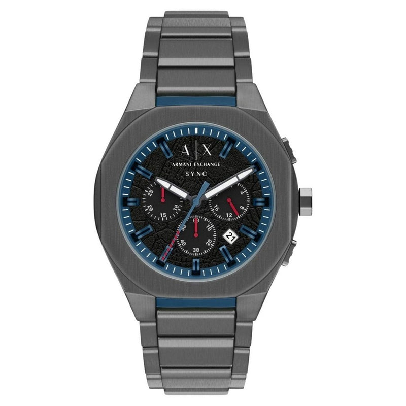 Armani Exchange Men's Sync AX4295 Bracelet Black Dial Quartz Movement Fold over Clasp 44mm Round Watch