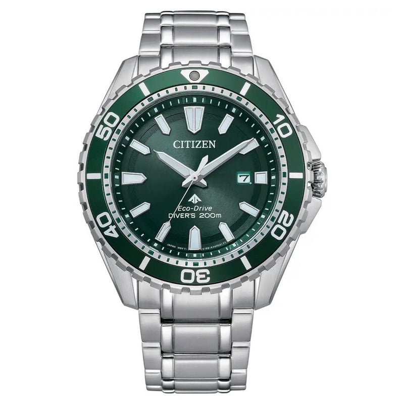Citizen Men's Promaster BN0199-53X Bracelet Green Dial Quartz Movement Fold over Clasp 45mm Round Watch