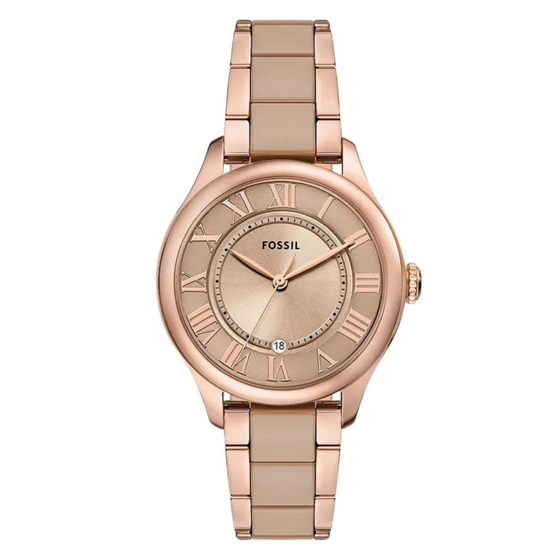 Fossil Women's Gilmore CE1133 Bracelet Rose gold Dial Quartz Movement Fold over Clasp 38mm Round Watch