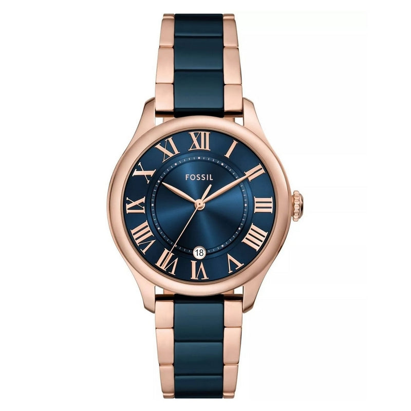 Fossil Women's Gilmore CE1134 Bracelet Blue Dial Quartz Movement Fold over Clasp 38mm Round Watch