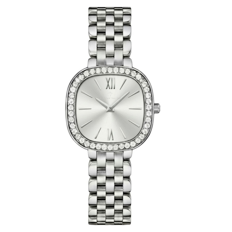 Christian Van Sant Women's Rivoli CV1260 Bracelet White Dial Quartz Movement Fold over Clasp 24mm Square Watch