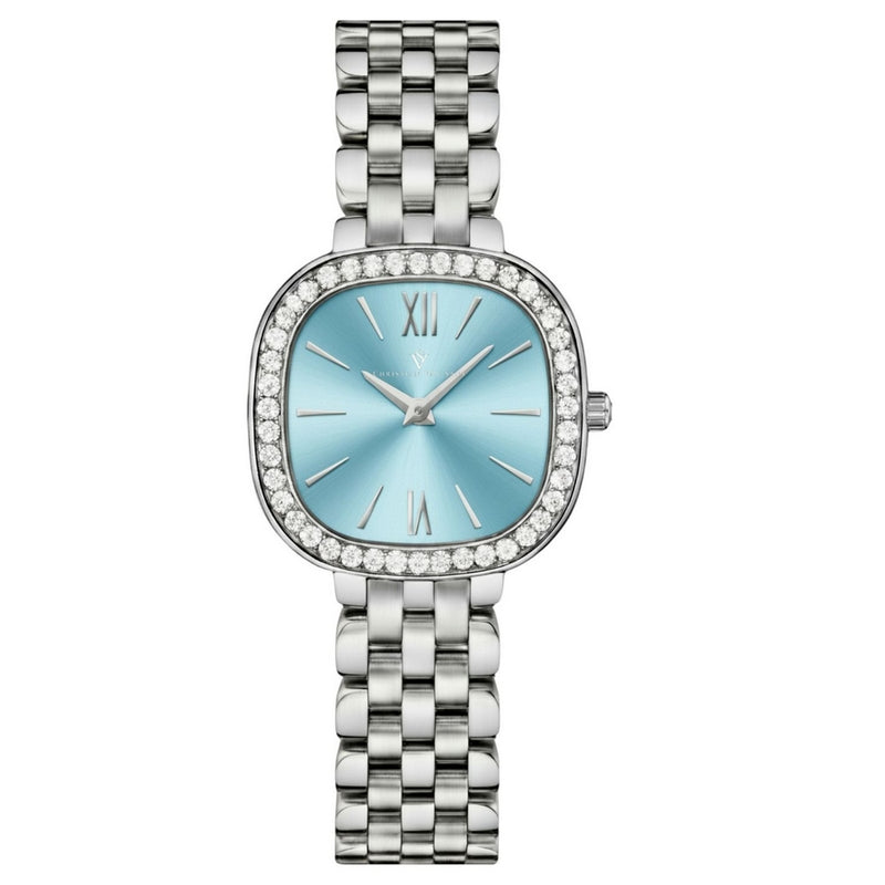 Christian Van Sant Women's Rivoli CV1262 Bracelet Blue Dial Quartz Movement Fold over Clasp 24mm Square Watch