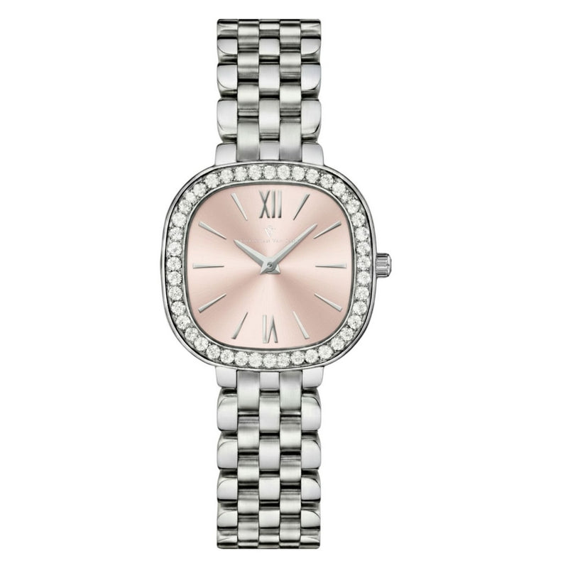 Christian Van Sant Women's Rivoli CV1263 Bracelet Rose gold Dial Quartz Movement Fold over Clasp 24mm Square Watch