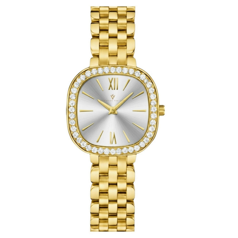 Christian Van Sant Women's Rivoli CV1266 Bracelet Silver Dial Quartz Movement Fold over Clasp 24mm Square Watch
