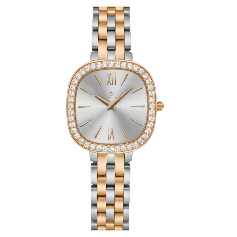 Christian Van Sant Women's Rivoli CV1269 Bracelet Silver Dial Quartz Movement Fold over Clasp 24mm Square Watch