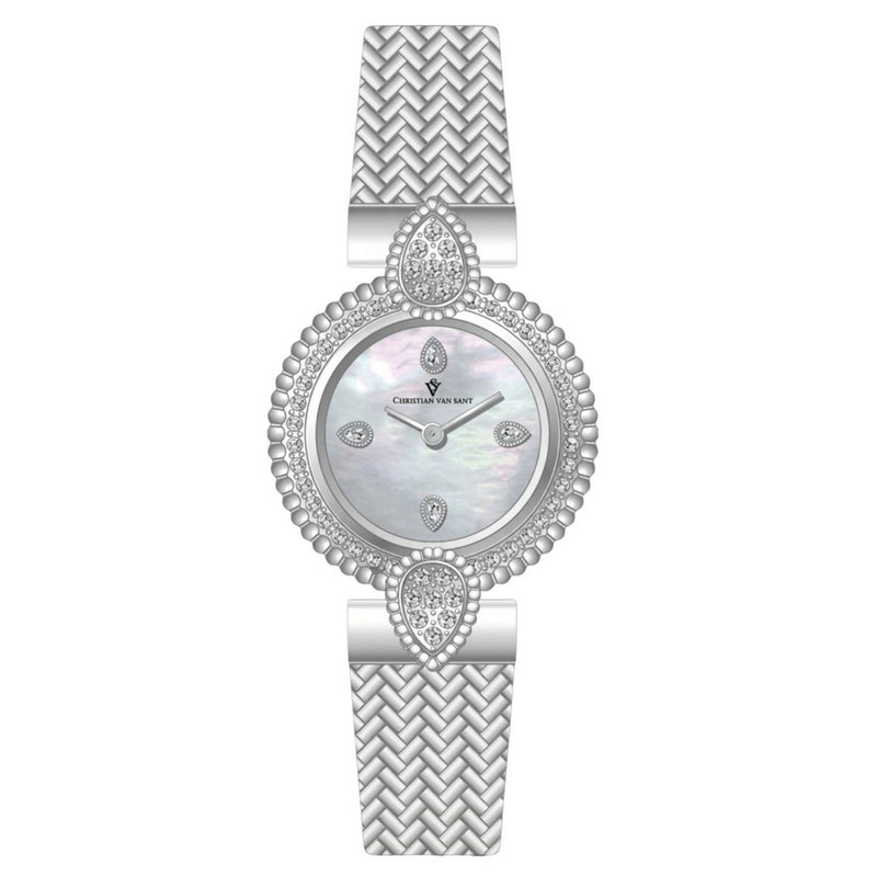 Christian Van Sant Women's CV1270 Bracelet White Dial Quartz Movement Fold over Clasp 23mm Round Watch