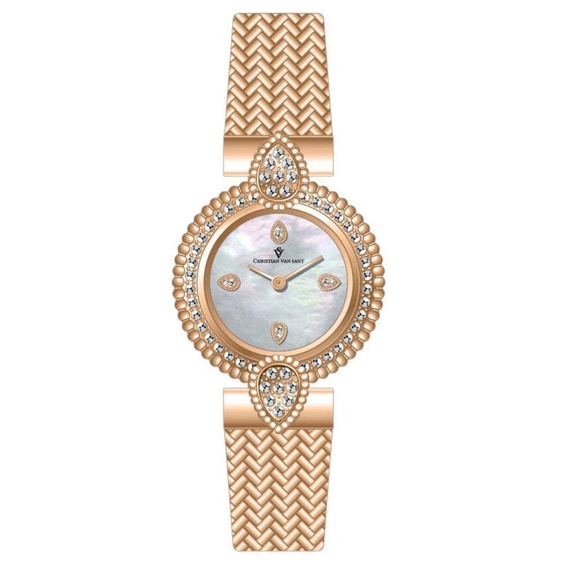 Christian Van Sant Women's CV1272 Bracelet Silver Dial Quartz Movement Fold over Clasp 23mm Round Watch