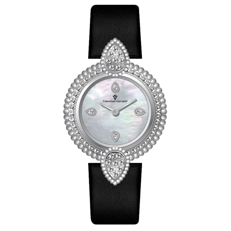Christian Van Sant Women's CV1273 Strap Silver Dial Quartz Movement Buckle Clasp 23mm Roud Watch