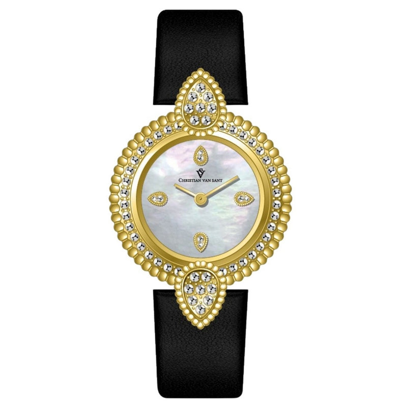 Christian Van Sant Women's CV1274 Strap Silver Dial Quartz Movement Buckle Clasp 23mm Roud Watch
