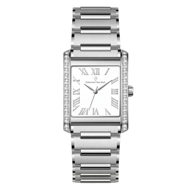 Christian Van Sant Women's Atelier CV1280 Bracelet White Dial Quartz Movement Fold over Clasp 20mm Square Watch