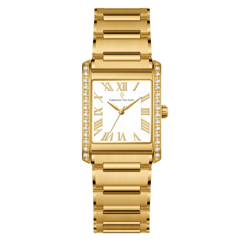 Christian Van Sant Women's Atelier CV1286 Bracelet White Dial Quartz Movement Fold over Clasp 20mm Square Watch