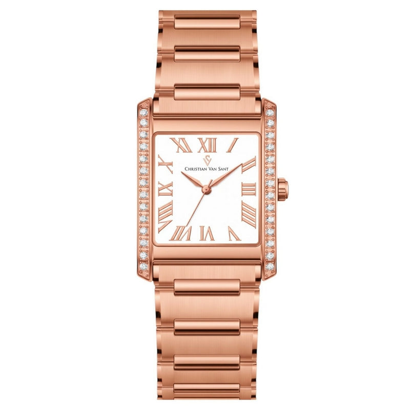 Christian Van Sant Women's Atelier CV1287 Bracelet White Dial Quartz Movement Fold over Clasp 20mm Square Watch