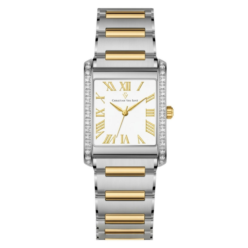 Christian Van Sant Women's Atelier CV1288 Bracelet White Dial Quartz Movement Fold over Clasp 20mm Square Watch