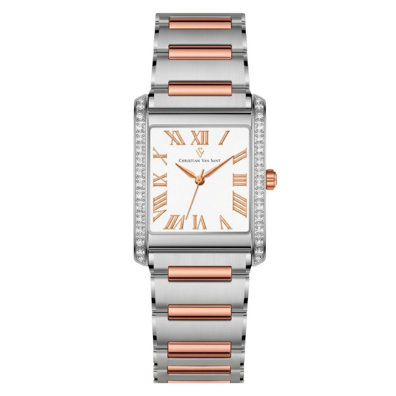 Christian Van Sant Women's Atelier CV1289 Bracelet White Dial Quartz Movement Fold over Clasp 20mm Square Watch