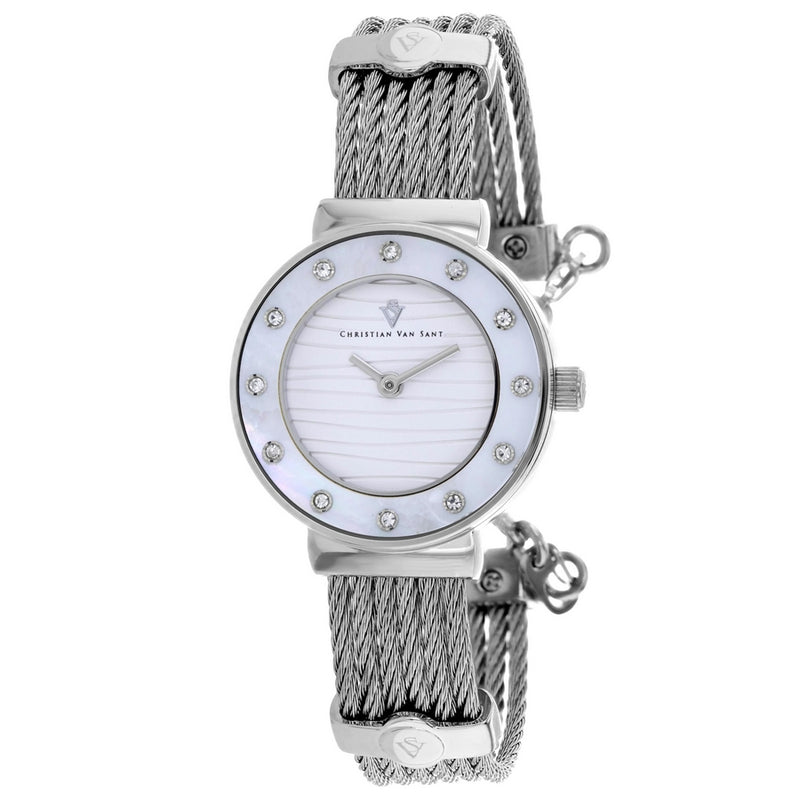 Christian Van Sant Women's Cavo CV1290 Bracelet Silver Dial Quartz Movement Jewelry Clasp 28mm Round Watch