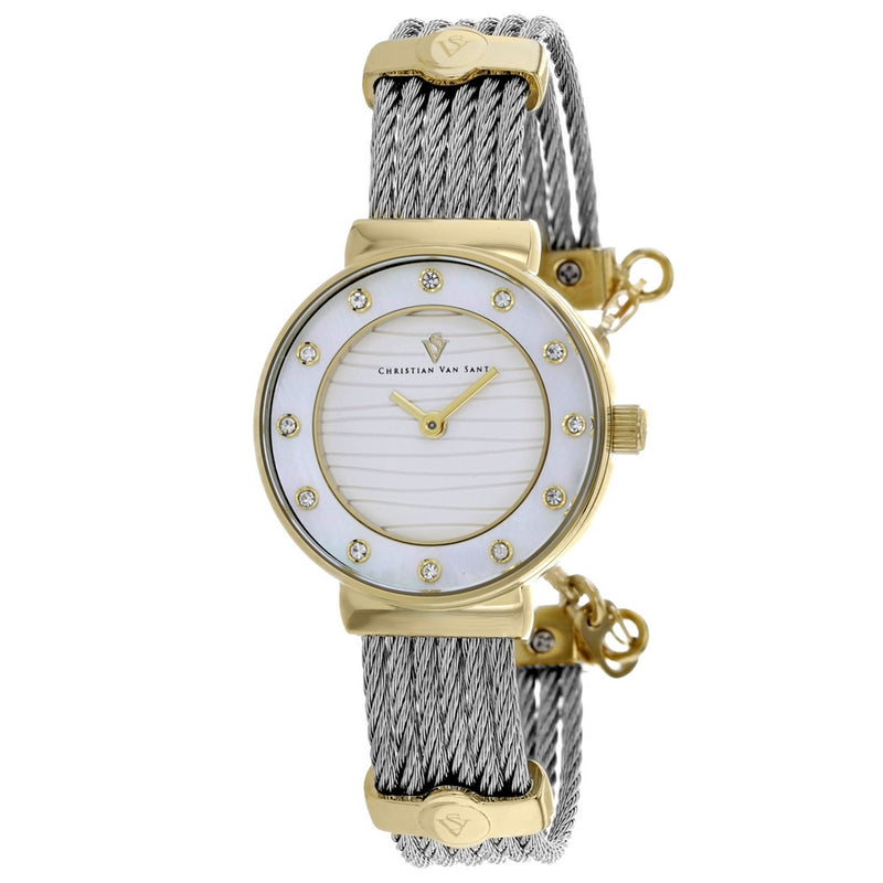 Christian Van Sant Women's Cavo CV1296 Bracelet Silver Dial Quartz Movement Jewelry Clasp 28mm Round Watch