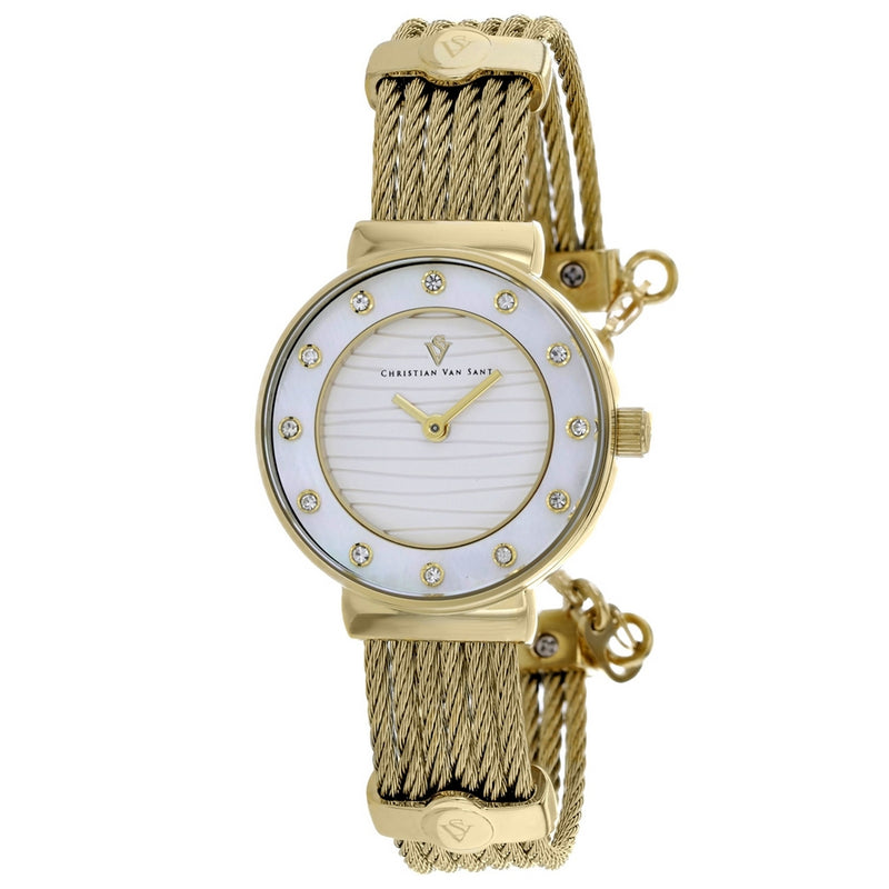 Christian Van Sant Women's Cavo CV1299 Bracelet Silver Dial Quartz Movement Jewelry Clasp 28mm Round Watch