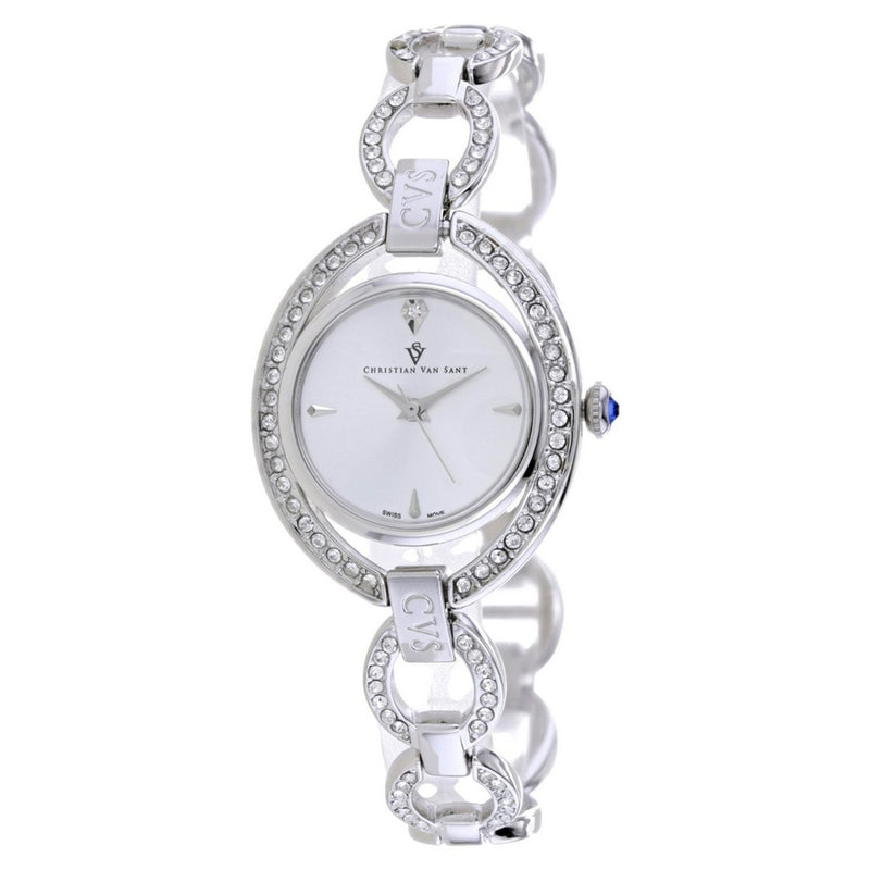 Christian Van Sant Women's Stella CV2930 Bracelet White Dial Quartz Movement Jewelry Clasp 28mm Round Watch