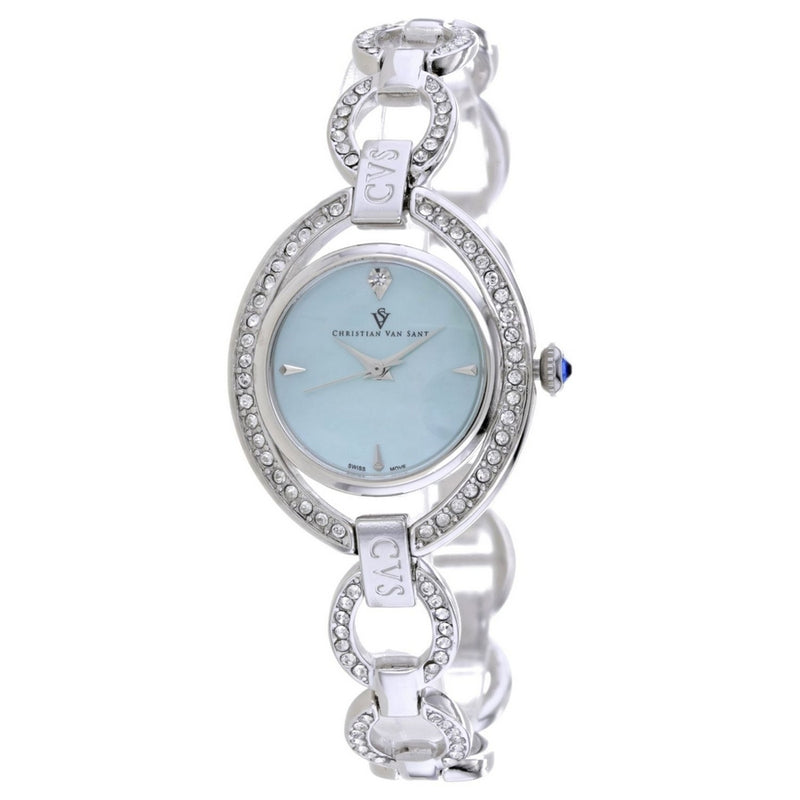 Christian Van Sant Women's Stella CV2932 Bracelet Blue Dial Quartz Movement Jewelry Clasp 28mm Round Watch