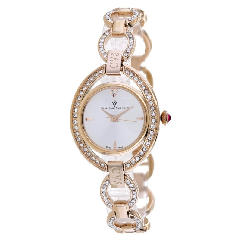 Christian Van Sant Women's Stella CV2933 Bracelet White Dial Quartz Movement Jewelry Clasp 28mm Round Watch