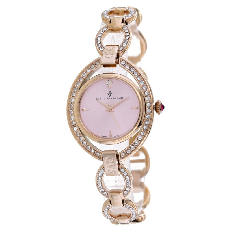 Christian Van Sant Women's Stella CV2936 Bracelet Rose Gold Dial Quartz Movement Jewelry Clasp 28mm Round Watch