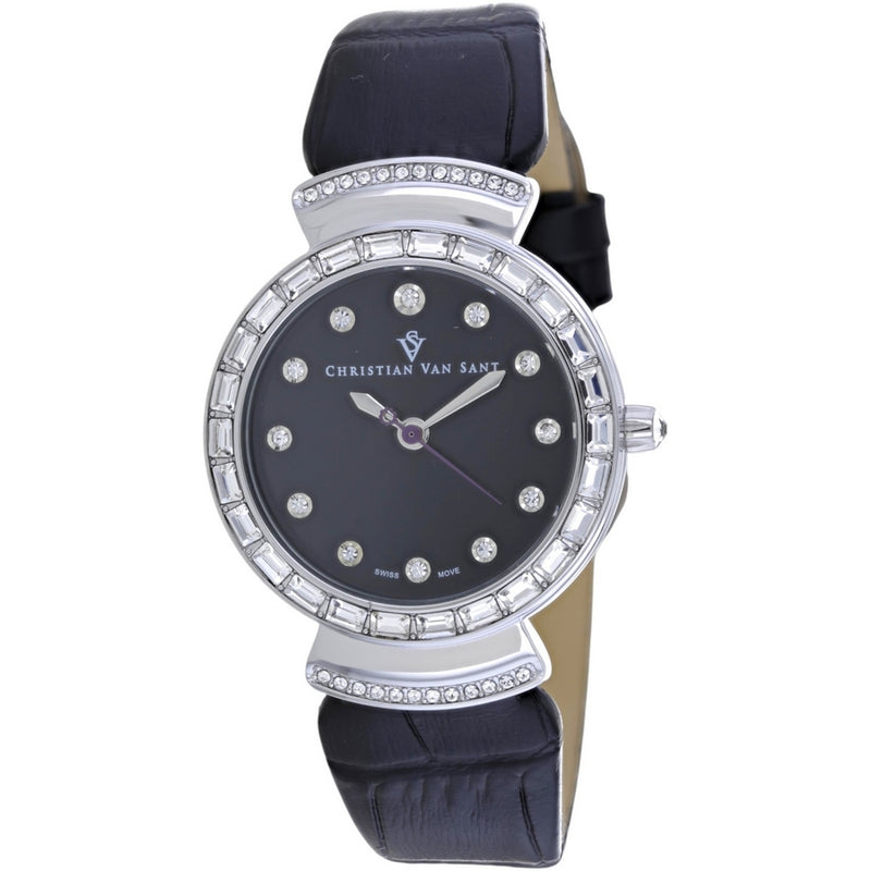 Christian Van Sant Women's Nova CV2940 Strap Black Dial Quartz Movement Buckle Clasp 34mm Round Watch