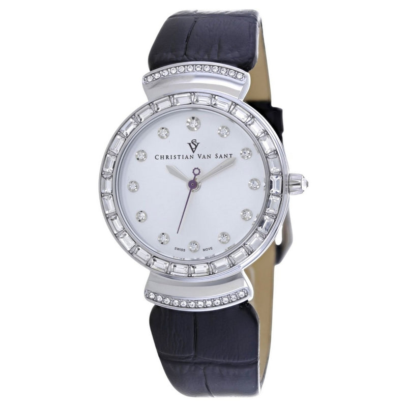 Christian Van Sant Women's Nova CV2943 Strap Silver Dial Quartz Movement Buckle Clasp 34mm Round Watch