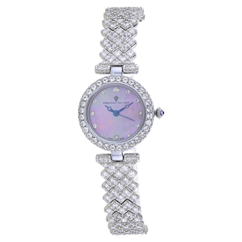 Christian Van Sant Women's Romana CV2951 Bracelet Pink Dial Quartz Movement Jewelry Clasp 25mm Round Watch